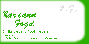 mariann fogd business card